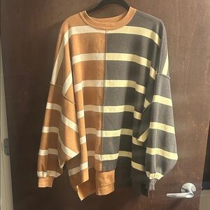 Free People uptown Striped Crewneck Sweater